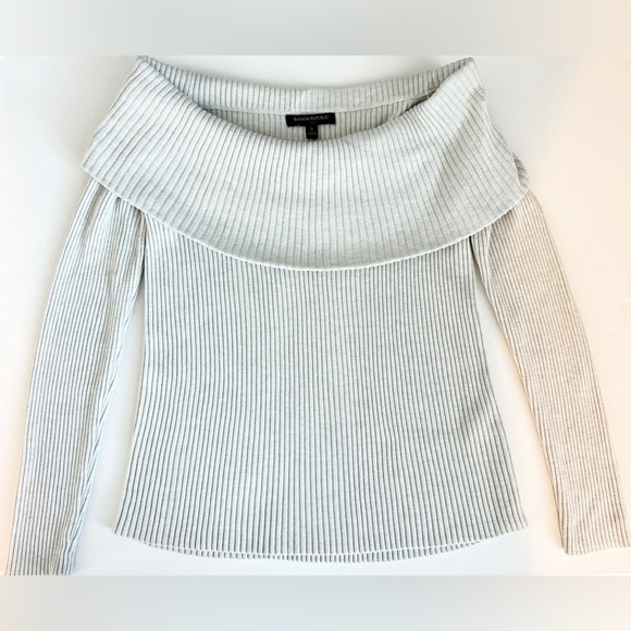 Womens Banana Republic Off-Shoulder Ribbed Ecru Sweater | Minimalist Chic Sz. S - Picture 3 of 8